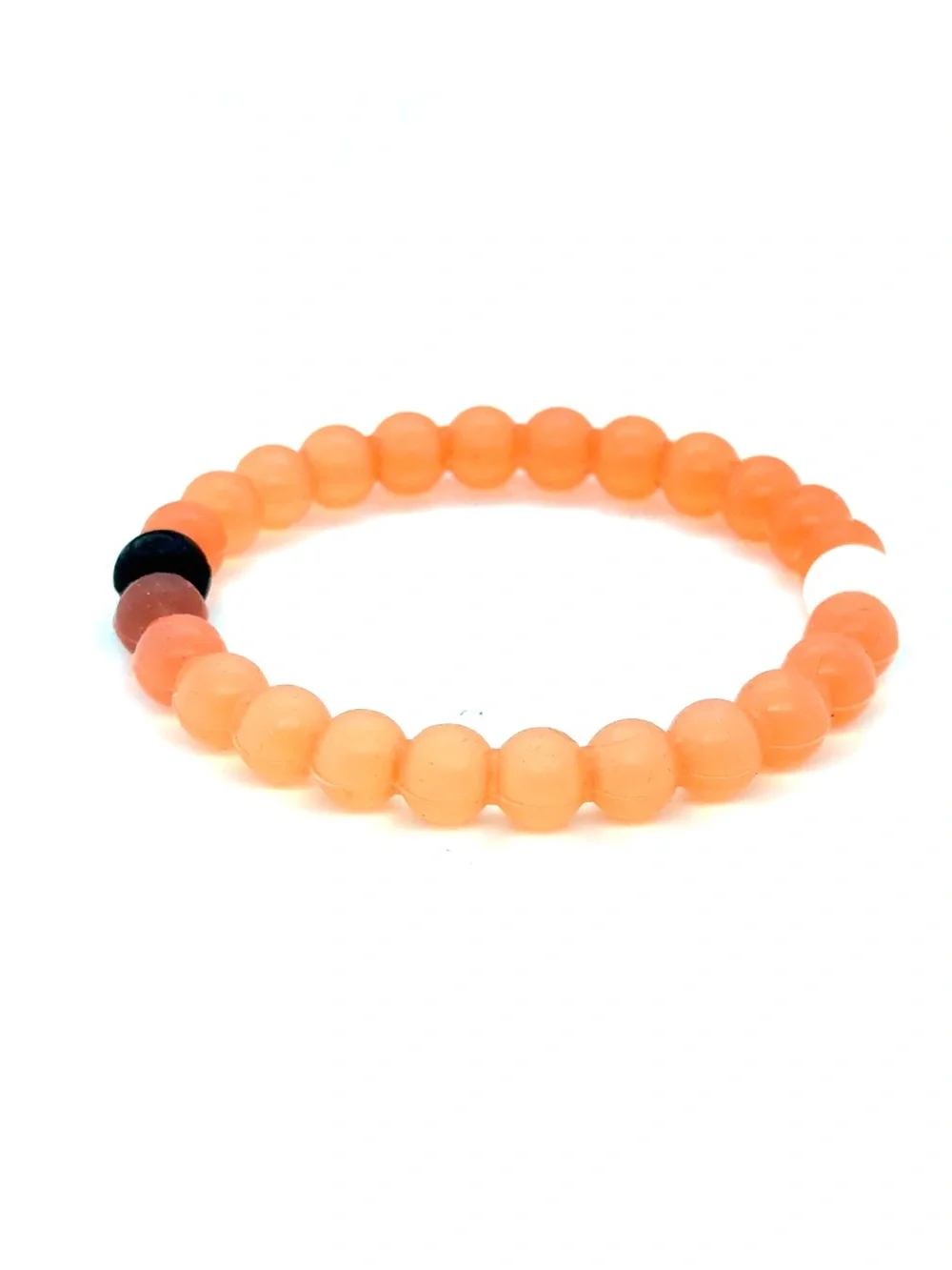 Lokai Light Orange Stretch‎ Beaded Bracelet with Black Accent